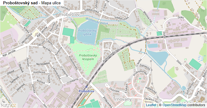 Proboštovský sad - mapa ulice