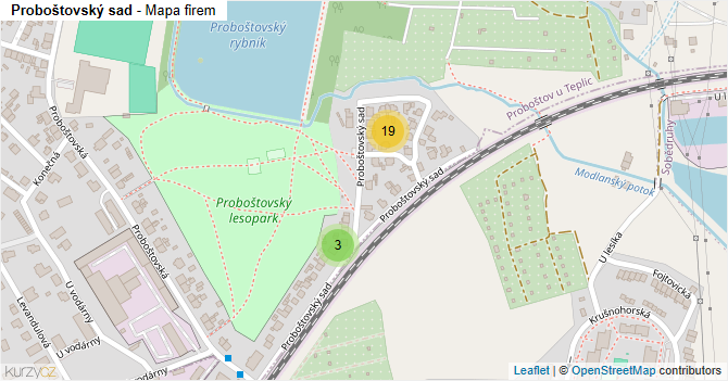 Proboštovský sad - mapa firem