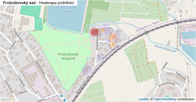 Proboštovský sad - mapa podnikání