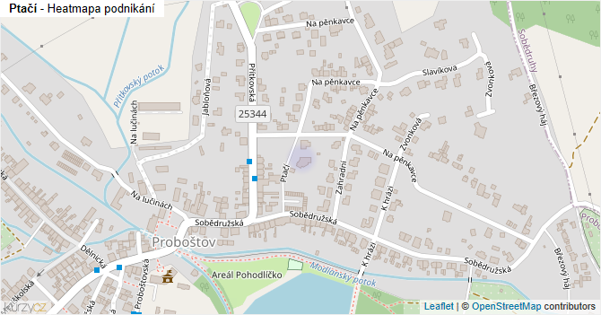 Ptačí - mapa podnikání