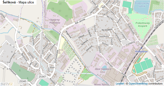 Šeříková - mapa ulice