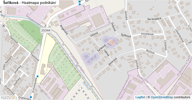 Šeříková - mapa podnikání