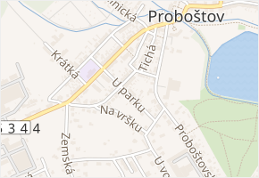 U parku v obci Proboštov - mapa ulice