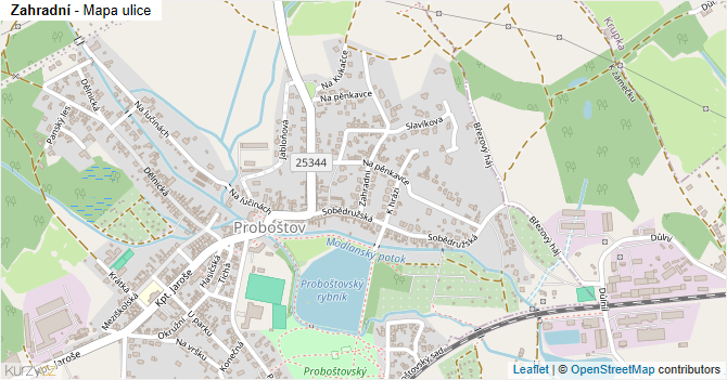 Zahradní - mapa ulice