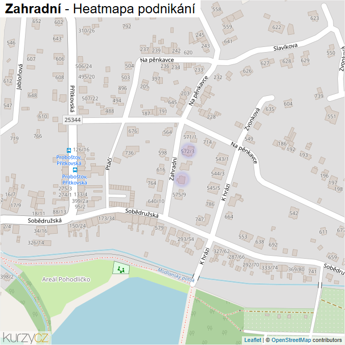 Mapa Zahradní - Firmy v ulici.