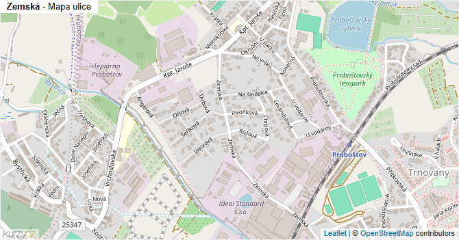 Zemská - mapa ulice