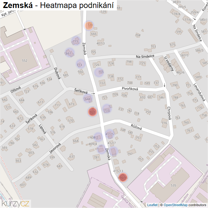 Mapa Zemská - Firmy v ulici.