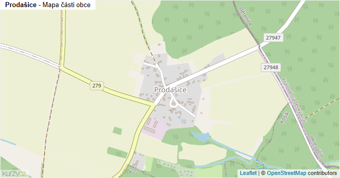 Prodašice - mapa části obce
