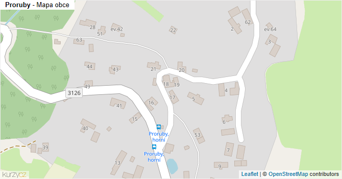 Proruby - mapa obce
