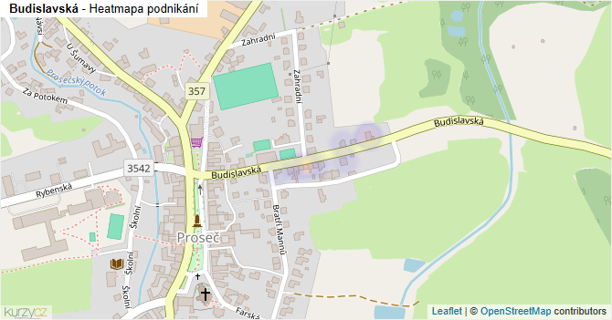 Budislavská - mapa podnikání
