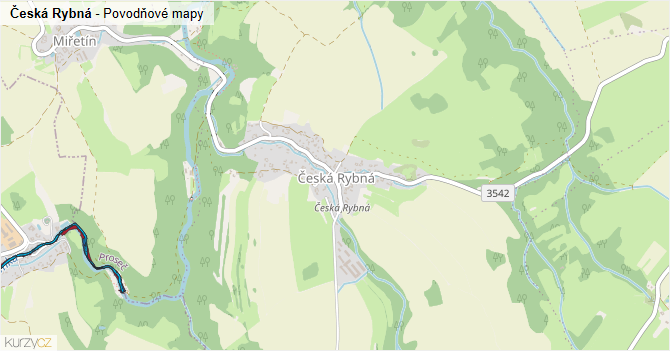 Česká Rybná - záplavové mapy stoleté vody