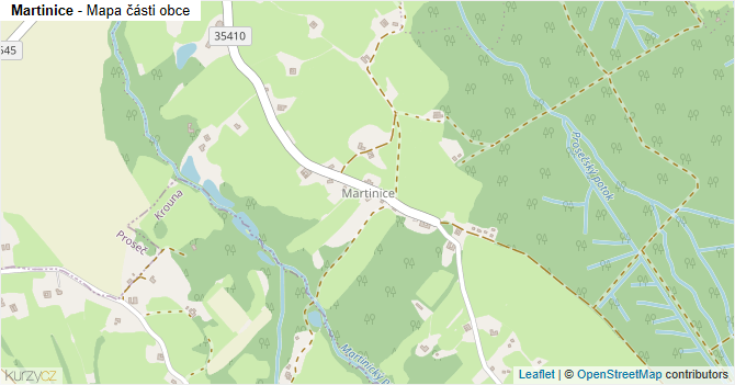 Martinice - mapa části obce