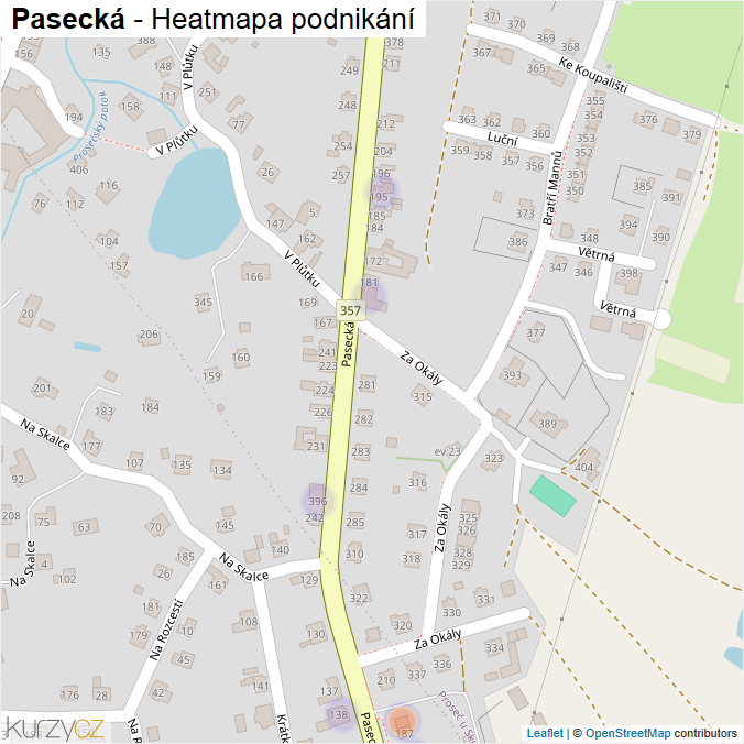 Mapa Pasecká - Firmy v ulici.