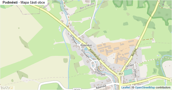 Podměstí - mapa části obce