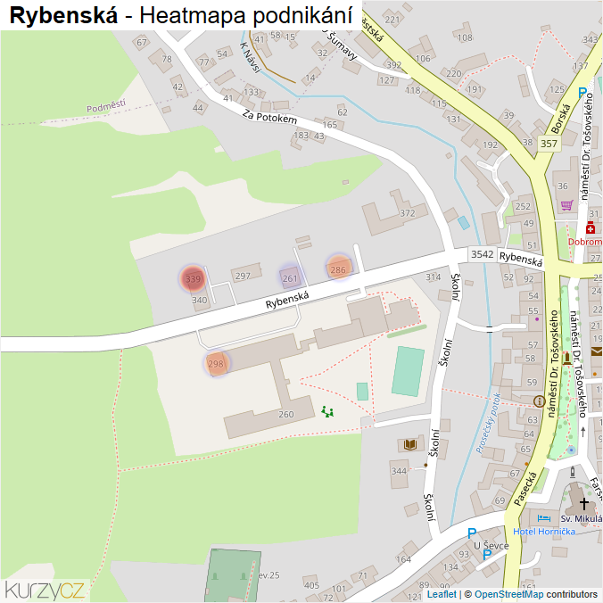 Mapa Rybenská - Firmy v ulici.
