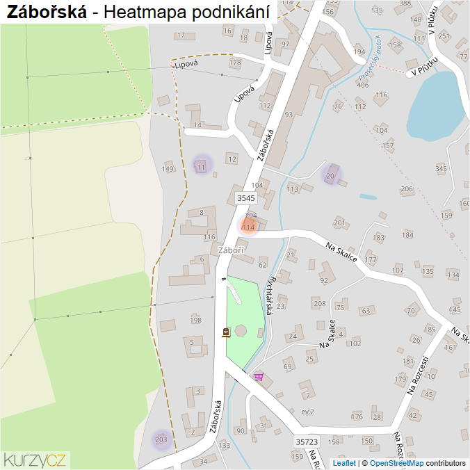 Mapa Zábořská - Firmy v ulici.