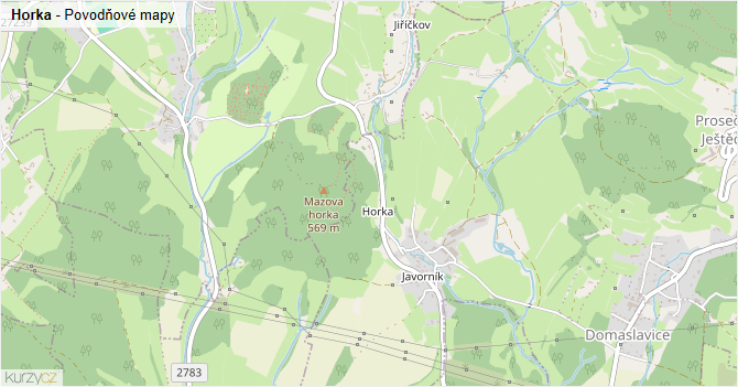 Horka - záplavové mapy stoleté vody