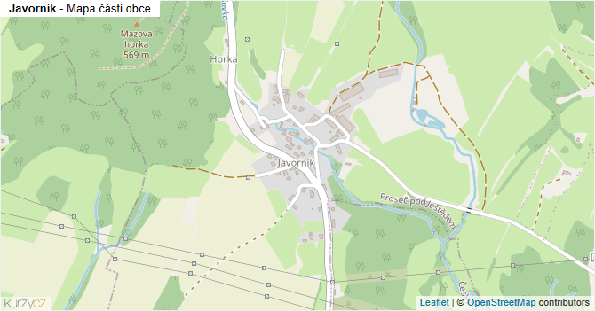 Javorník - mapa části obce