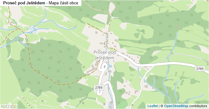 Proseč pod Ještědem - mapa části obce
