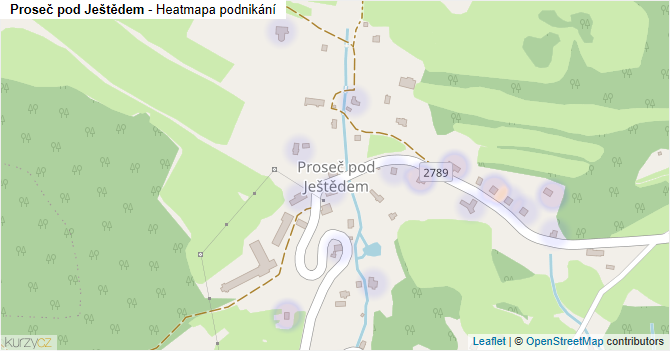 Proseč pod Ještědem - mapa podnikání