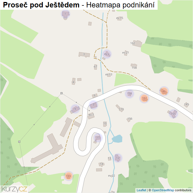 Mapa Proseč pod Ještědem - Firmy v části obce.