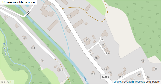 Prosečné - mapa obce
