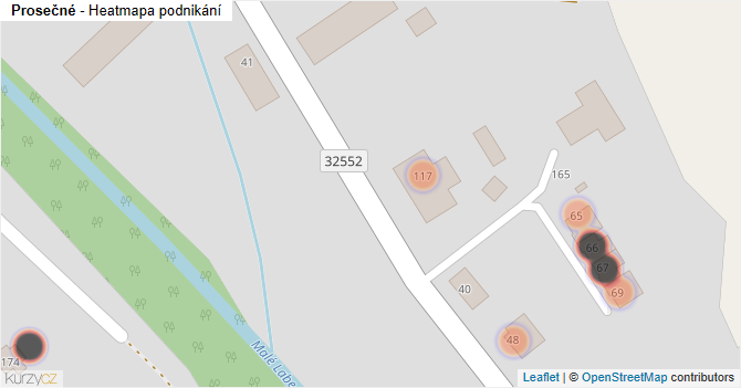 Prosečné - mapa podnikání