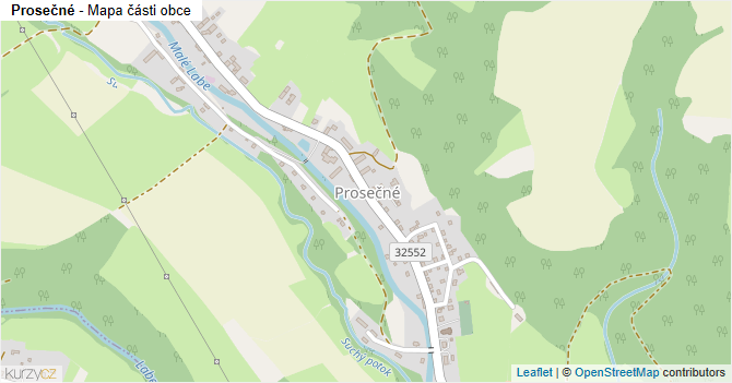 Prosečné - mapa části obce
