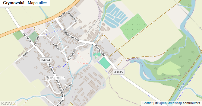 Grymovská - mapa ulice