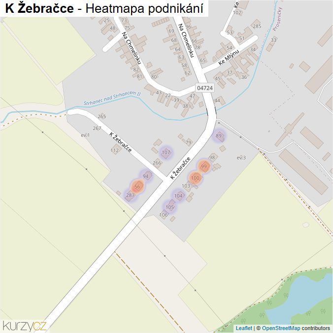 Mapa K Žebračce - Firmy v ulici.