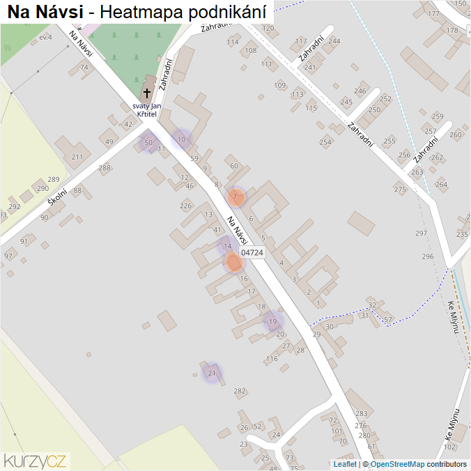 Mapa Na Návsi - Firmy v ulici.