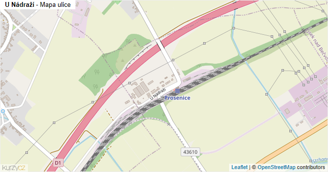 U Nádraží - mapa ulice