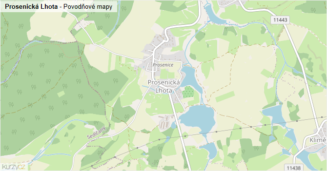 Prosenická Lhota - záplavové mapy stoleté vody