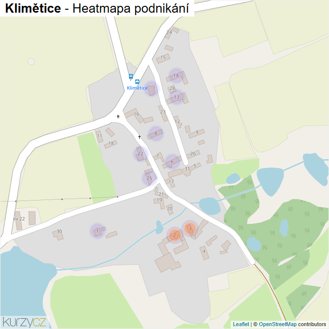 Mapa Klimětice - Firmy v části obce.