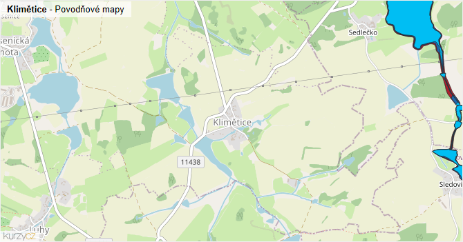 Klimětice - záplavové mapy stoleté vody
