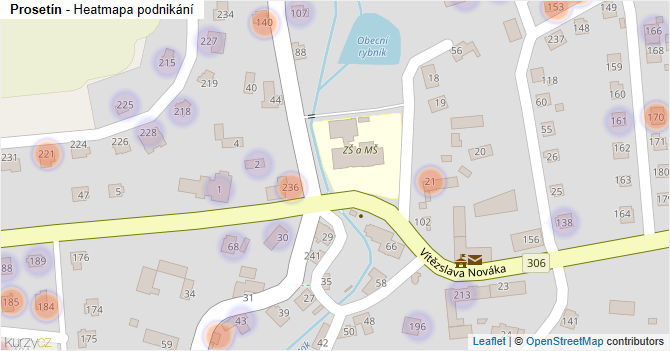 Prosetín - mapa podnikání