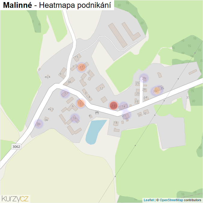 Mapa Malinné - Firmy v části obce.