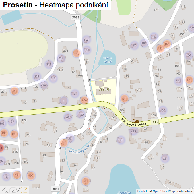 Mapa Prosetín - Firmy v části obce.