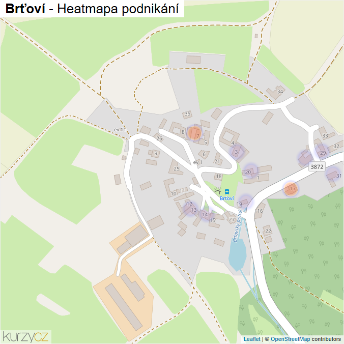 Mapa Brťoví - Firmy v části obce.