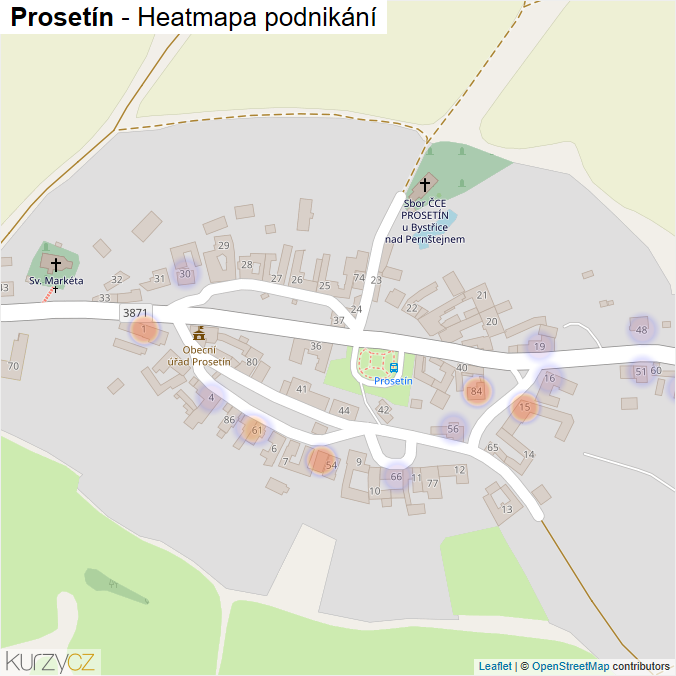 Mapa Prosetín - Firmy v části obce.