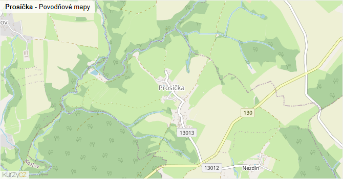 Prosíčka - záplavové mapy stoleté vody