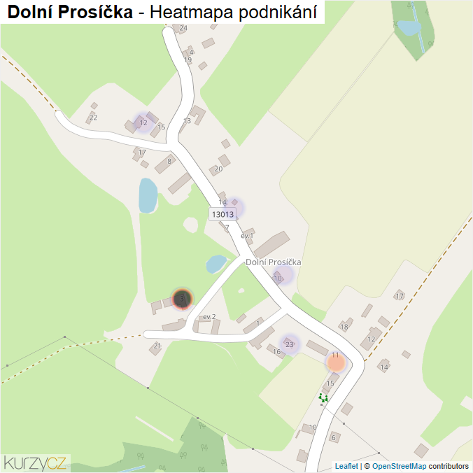 Mapa Dolní Prosíčka - Firmy v části obce.