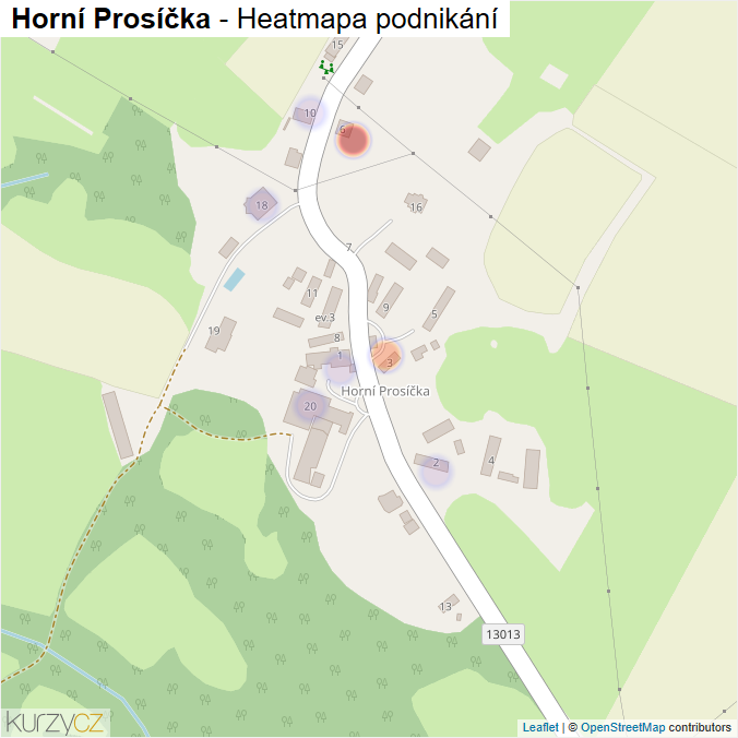 Mapa Horní Prosíčka - Firmy v části obce.
