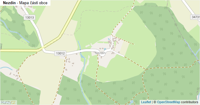 Nezdín - mapa části obce