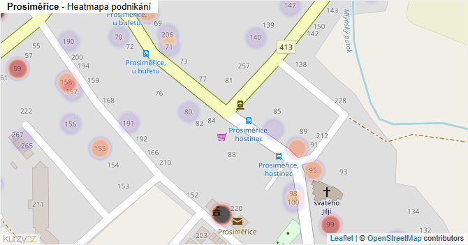 Prosiměřice - mapa podnikání