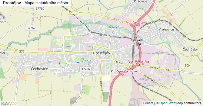 Prostějov - mapa statutárního města