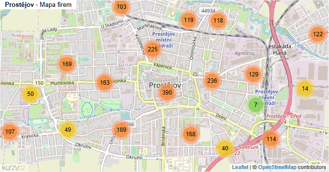 Prostějov - mapa firem