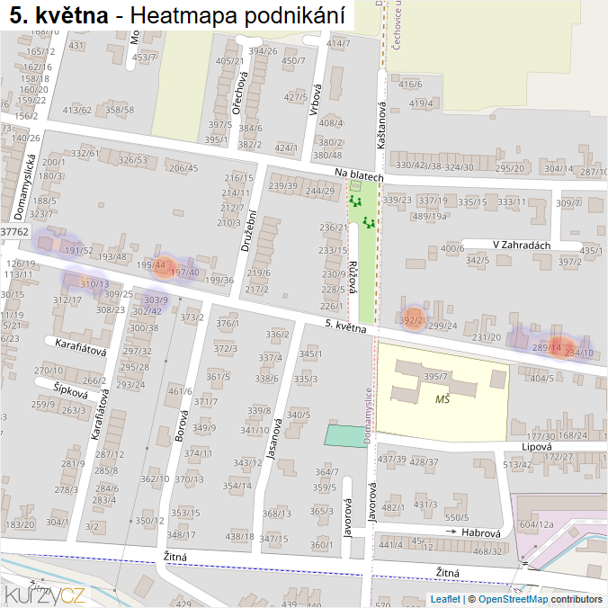 Mapa 5. května - Firmy v ulici.