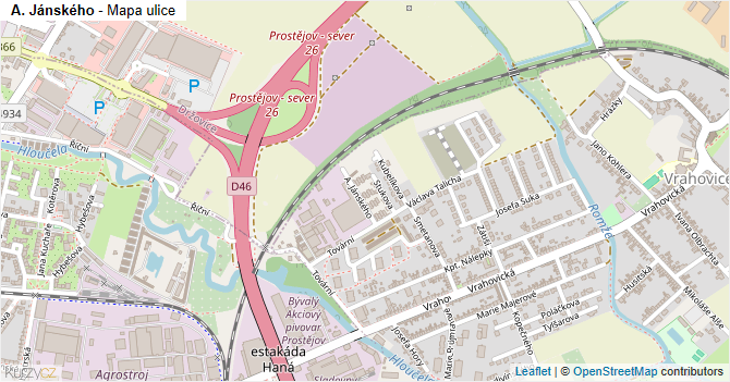 A. Jánského - mapa ulice