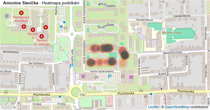 Antonína Slavíčka - mapa podnikání